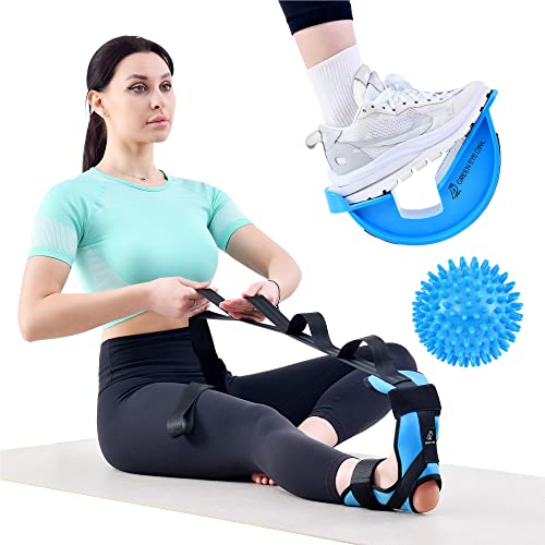 Foot & Calf Stretching Kit-Foot Rocker, Stretching Strap & Spiky Massage Ball-Effective Pain Relief for Plantar Fasciitis,...
