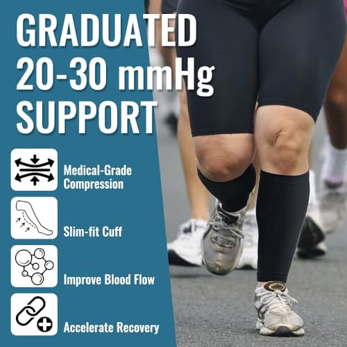 Plus Size Compression Sleeves for Calves Women Wide Calf Compression Legs Sleeves Men 4XL, Relieve Varicose Veins, Edema, ...
