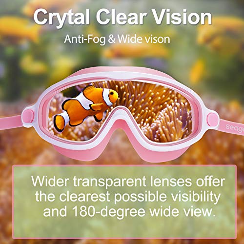 Seago Swim Goggles 2 Pack Anti-Fog Anti-UV Wide View Swimming Goggles for Kids 3-14