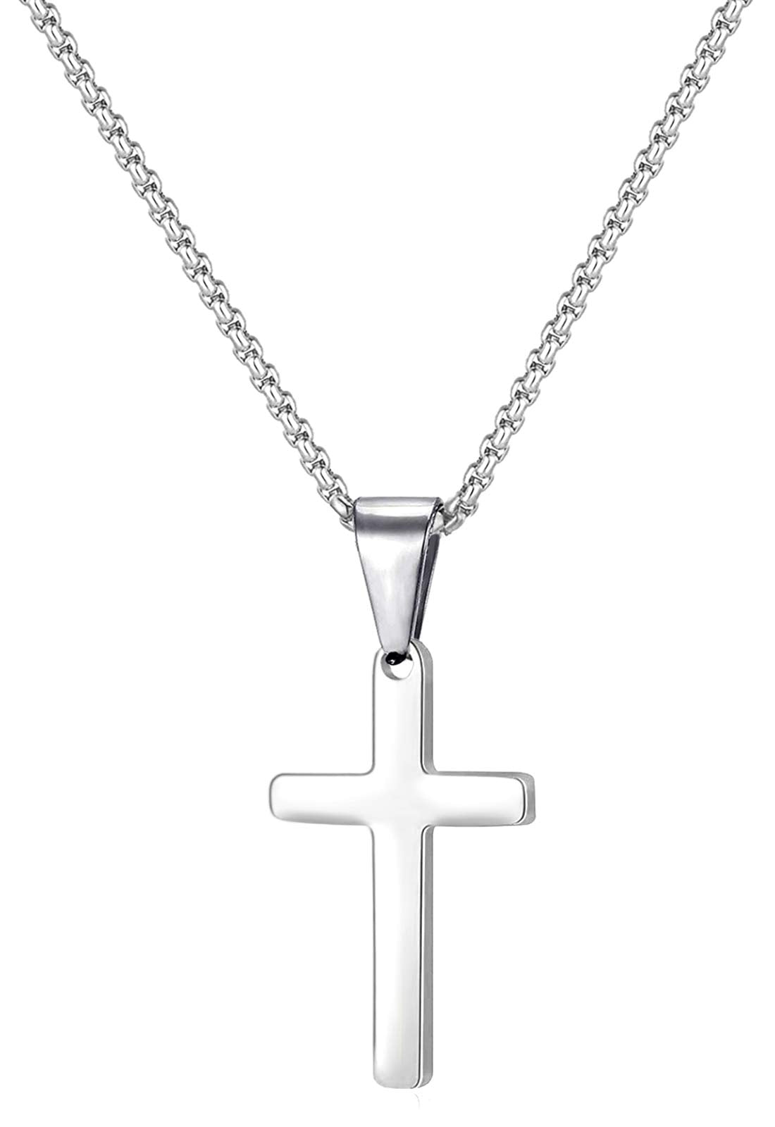 XOYOYZU Tiny Cross Pendant Necklace for Women Simple Cross Necklaces Mothers Day Birthday Gifts for Women (Silver CZ cross)