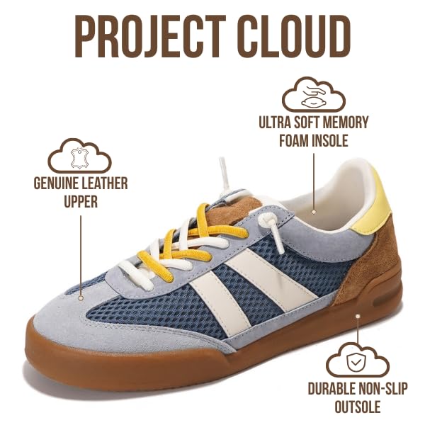 Project Cloud Genuine Leather Casual Sneakers for Women - Memory Foam Insoles Lace-Up Womens Shoes & Lightweight Women's F...