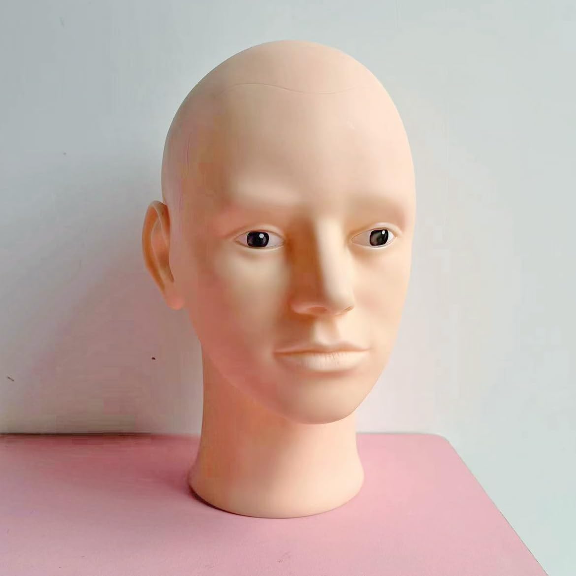 Ruilong Male Bald Mannequin Head for Wig Making Hat and Glasses Display Model Head, Professional Cosmetology Head Beige Color