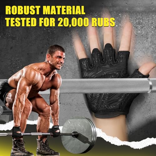 HOZMOZ Ventilated Weight Lifting Gloves, Thick Padded Workout Gym Gloves with Full Palm Protection & Grip & Shock Absorpti...