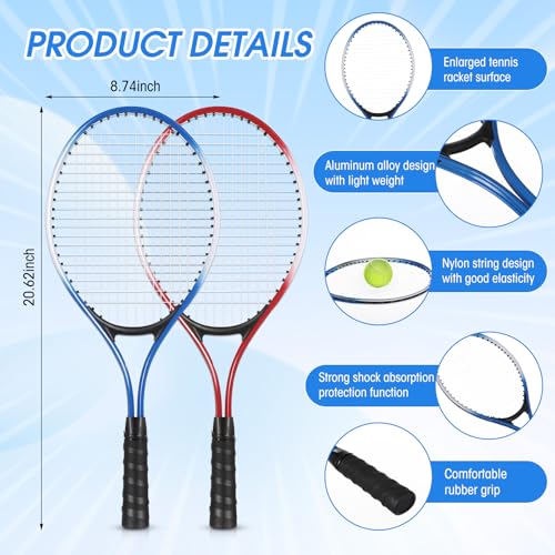 Motionchic 2 Pack Tennis Rackets for Kids 21" Tennis Racquet Set with Tennis Trainer Rebound Balls Tennis Training Equipme...