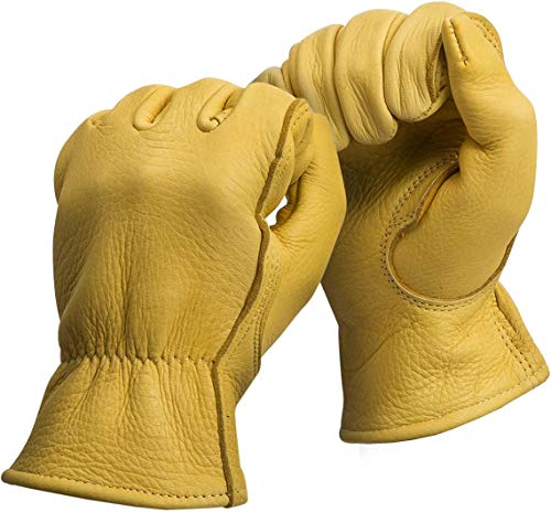 AMERICAN FUR MEN`S FULL GRAIN TAN DEERSKIN LEATHER GLOVES LINED 40 GRAM