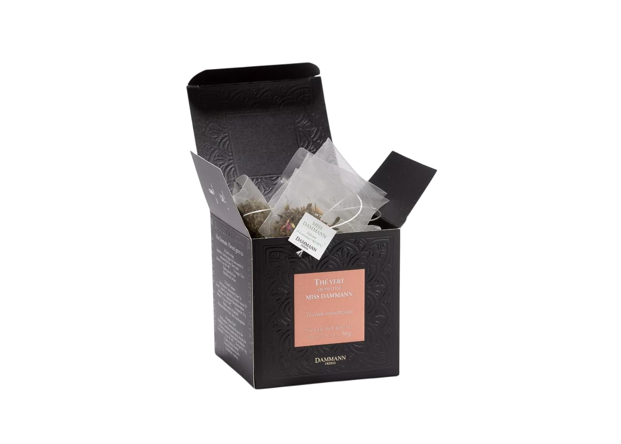 Dammann Freres Sachets  Miss Dammann Tea Bags  enhanced Gourmet French Green Tea  Blend Ginger  Passion Fruit  Lime Flavors  25 Count (Single Pack)