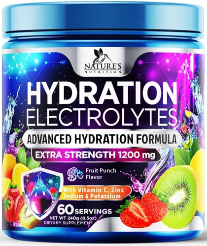 Hydration Electrolyte Powder 1200mg - Advanced Hydration Formula Daily Liquid Replenisher Drink Mix - Electrolytes Multipl...