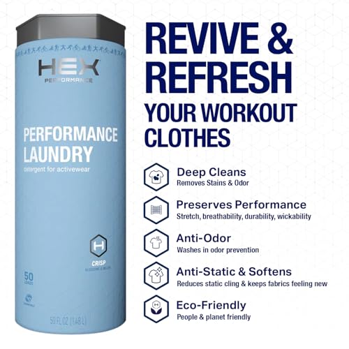 HEX Performance Laundry Detergent, Crisp, 100 Loads (Pack of 2) - Designed for Activewear, Eco-Friendly, Concentrated Formula