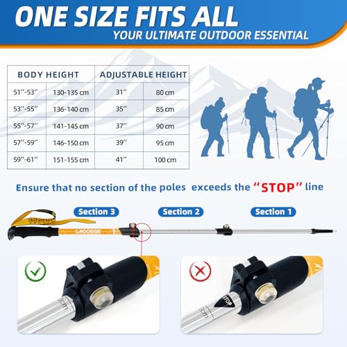Lightweight Collapsible Kids Hiking Poles - Retractable Kids Hiking Stick, Telescoping Aluminum Trekking Poles 2 Pack, Adj...