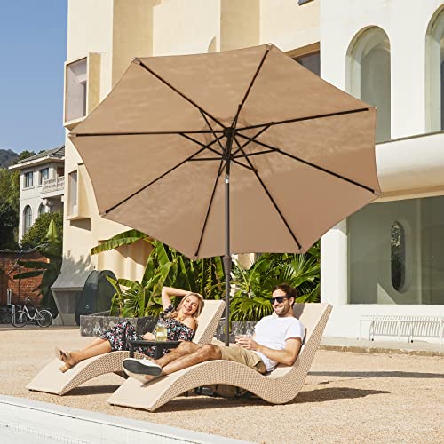 JEAREY 9FT Outdoor Patio Umbrella Outdoor Table Umbrella with Push Button Tilt and Crank, Market Umbrella 8 Sturdy Ribs UV...