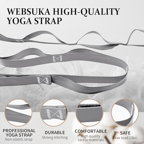 WEBSUKA Stretching Strap Yoga Strap, 10 Loops Non-Elastic Stretch Bands Helps Women and Men Improve Flexibility for Home W...