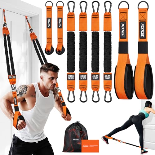 KUTIZE Resistance Bands, Exercise Bands with Handles, Door Anchor, Heavy-Duty Tricep Workout Equipment for Pushdowns, Bice...