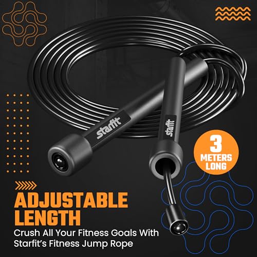 STARFIT Lightweight Jump Rope for Fitness and Exercise, Adjustable Jump Ropes with Plastic Handles, Cardio and Endurance T...