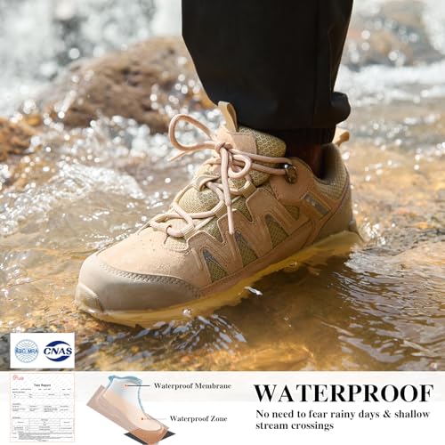 Queday Waterproof Hiking Shoes for Women Men Non Slip Leather Outdoor Backpacking Shoes All Terrain Lug Sole Camping Climb...