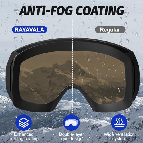 rayavala Ski Goggles Snowboard Snowmobile Men Women Youth Anti Fog Over Glasses