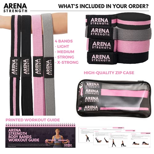 Arena Strength Long Fabric Full Body Resistance Bands Set of 4 and Pull Up Assistance Bands | Cloth Resistance Bands Loop ...