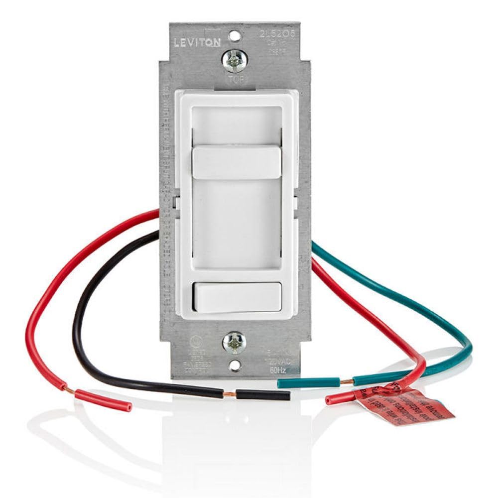 Leviton Sureslide Ceiling Fan Wall Switch, Quiet 3-Speed Fan Control, 1.5 Amps, 661F-10W, White
