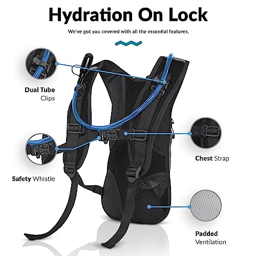Water Buffalo Hydration Backpack - Lightweight Hydration Pack with 2L Water Bladder - Water Backpack for Hiking, Running, ...