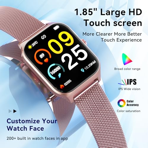 Smart Watch for Women Fitness Tracker: Rose Gold Bluetooth Make Answer Call Digital Mens watches Waterproof Run Smartwatch...