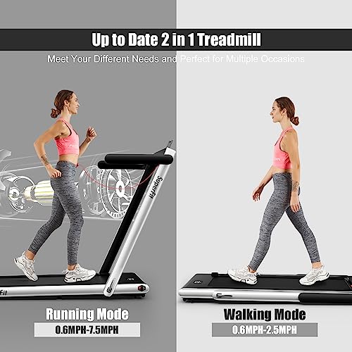 Goplus 2 in 1 Folding Treadmill, 2.25HP Superfit Under Desk Electric Treadmill, Installation-Free with Remote Control, APP...