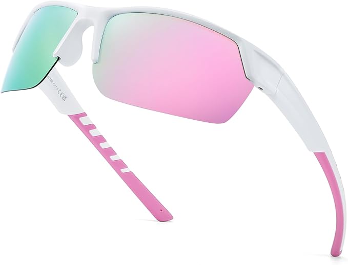 TJUTR Running Sunglasses for Women, Polarized Wrap Around Sun Glasses with UV400 Protection for Sports Cycling Golf TS3080