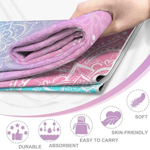 alissgorat Yoga Towel,Absorbent Yoga Mat Towel for Hot Yoga Non Slip,Stylish Prints,Ideal for Workouts,Hot Yoga,Bikram,Pil...
