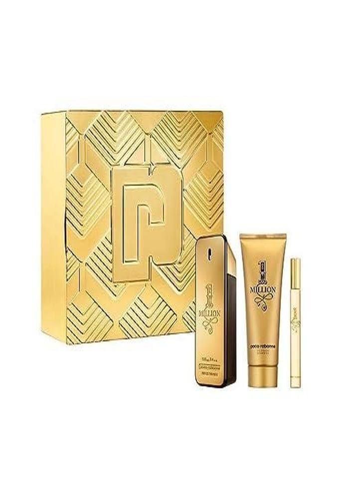 Paco Rabanne One Million 3-Piece Set for Men, (3.4 Oz Eau De Toilette Spray + 3.4 Oz Shower Gel + 0.33 Oz Travel Spray)