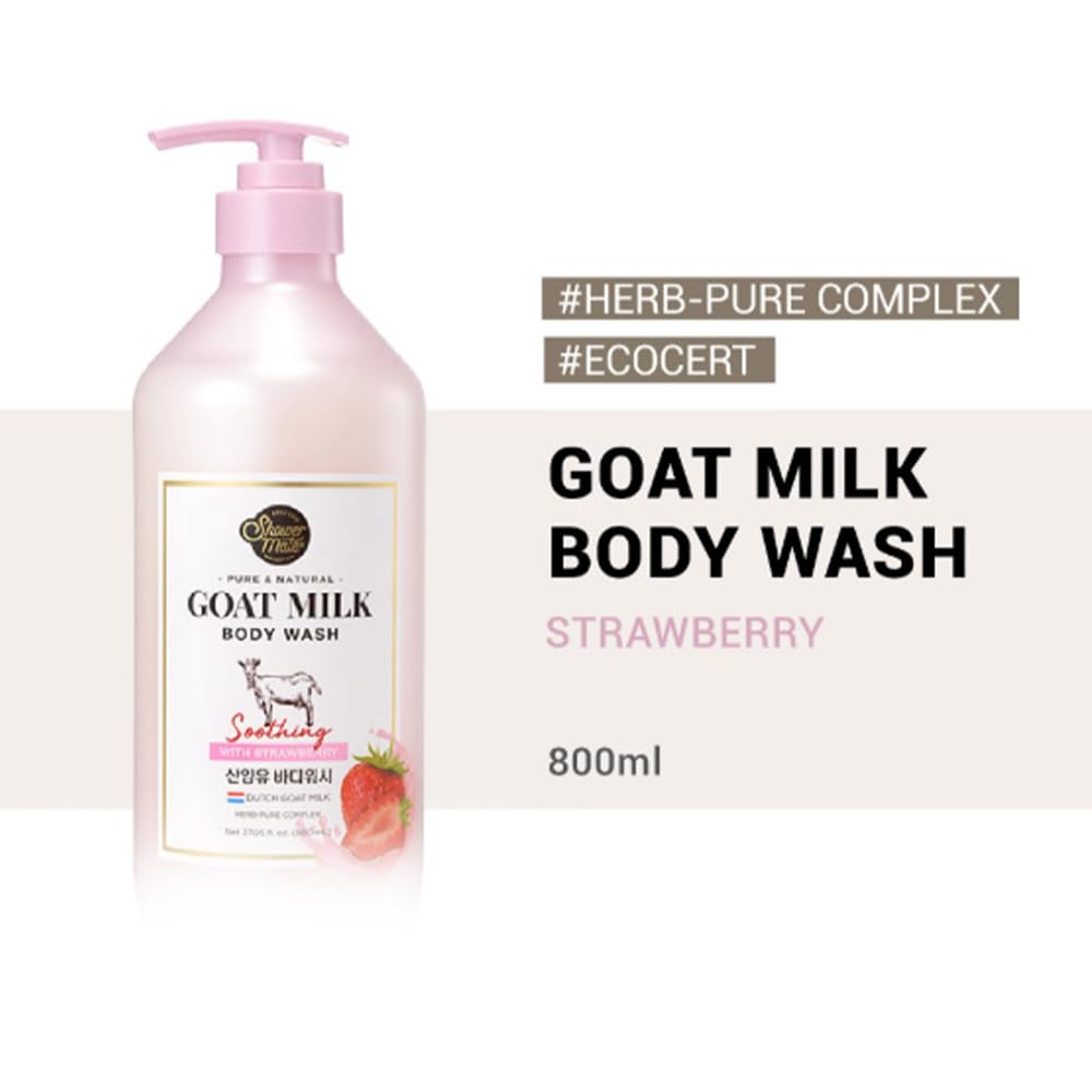 SHOWERMATE Goat Milk Body Wash Strawberry 27 fl oz / 800 ml (1 Pack)