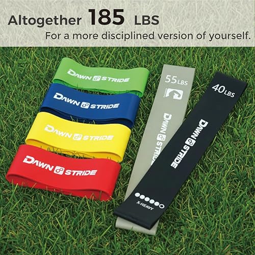 DawnStride 6-Levels Resistance Exercise Loop Bands Set – Elastic Workout Bands for Yoga, Strength Training, Physical Thera...