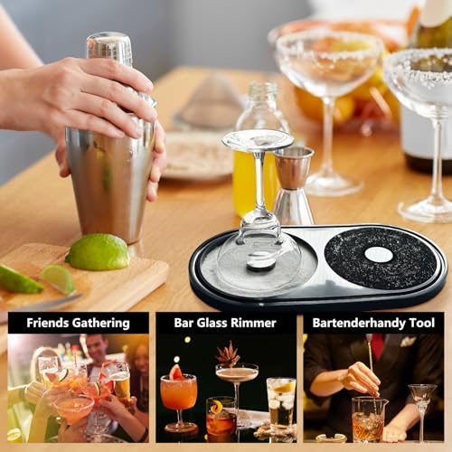 KKJCXY Bar Glass Rimmer – All-in-One Margarita Salt Rimmer Set for Cocktails, Salt and Sugar Rimmer Tray for Drinks – Drin...