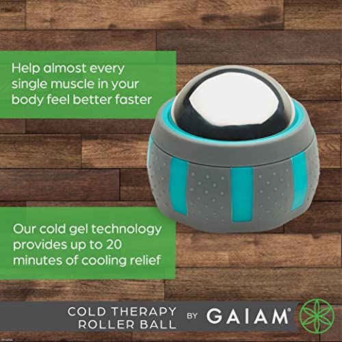 Gaiam Restore Rolling Massager (Cold Therapy), Ergonomic 360° Easy-Glide Muscle Roller for Full Body Relief, Travel-Friend...