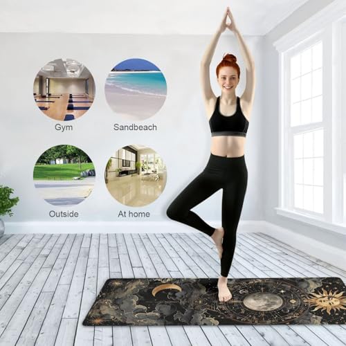 GOODOLD Astrological Pattern Yoga Mat, 71 x 26 Inch Non-slip Yoga Mats Folding Travel Exercise Mat Indoor Outdoor Gym Pila...