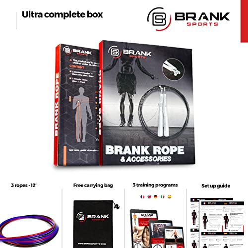 BRANK SPORTS® Speed rope set incl. 3 steel spare cables | Ideal for Crossfit, fitness, boxing and easy double under | Jump...