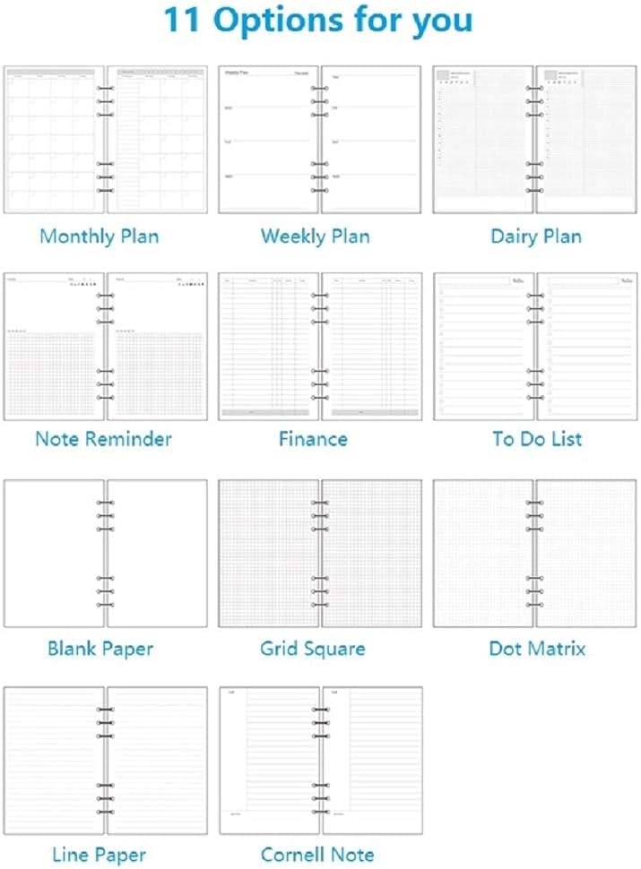 A7 Planner Inserts, Binder Refills for 6 Ring Spiral Notebook, Mini Blank Paper,6 Holes,for Portable planner, 45sheets/90 pages, 4.84 x 3.23'', Harphia