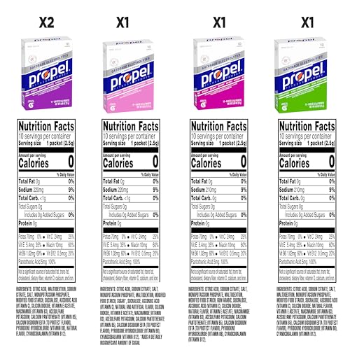 Propel Electrolyte Enhanced Water Drink Mix Powder Packets, 4 Flavor Variety Pack, Zero Calorie & Zero Sugar Hydration wit...