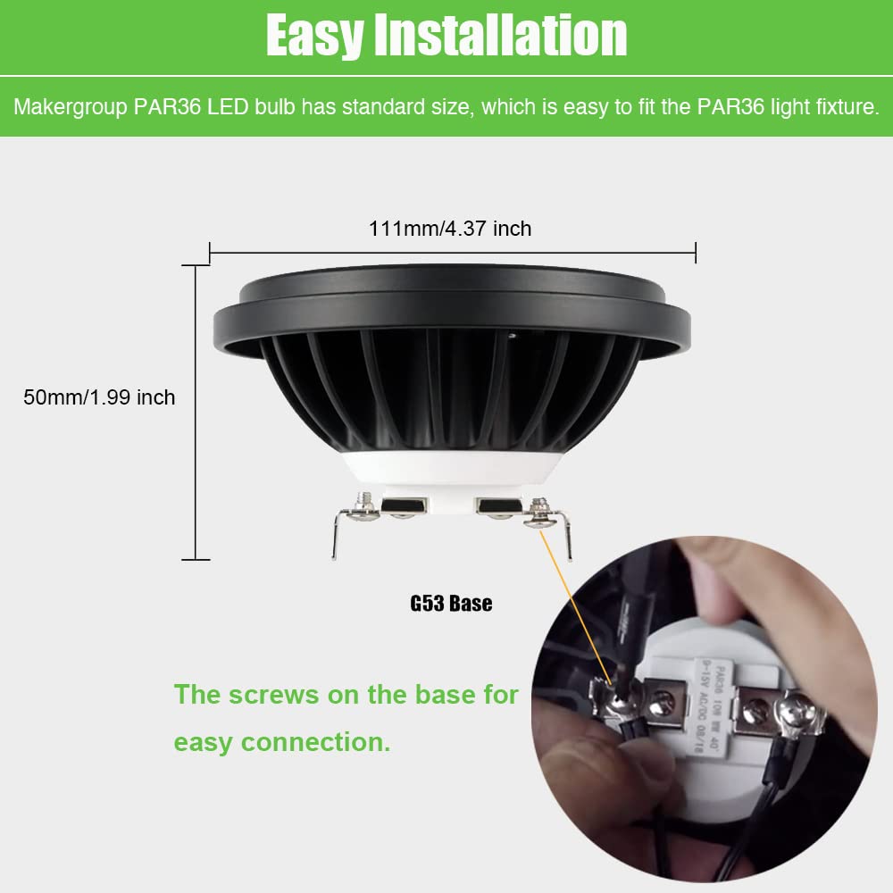 Makergroup Par36 Landscape Led Light Bulb 10W 12V Low Voltage Waterproof Spotlight For Outdoor Yard Lighting Tree Light  In-Ground Well Light  Daylight White 5000K