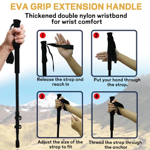 Hiking Poles 2 Pc - Collapsible Lightweight Carbon Fiber Trekking Poles for Hiking, Adjustable & Telescopic for Backpackin...