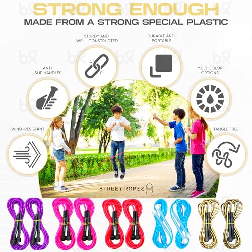 Street Ropez Royalty Double Dutch Jump Ropes (Set of 2) – 14 ft, Heavy-Weight, Tangle-Free, No Doubling Needed, Perfect fo...
