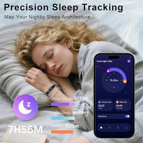 Fitoncloud Smartwatch for Women Men, Ultralight Smart Bracelet with Heart Rate/Blood Oxygen/Sleep Monitor/Pedometer,12 Spo...