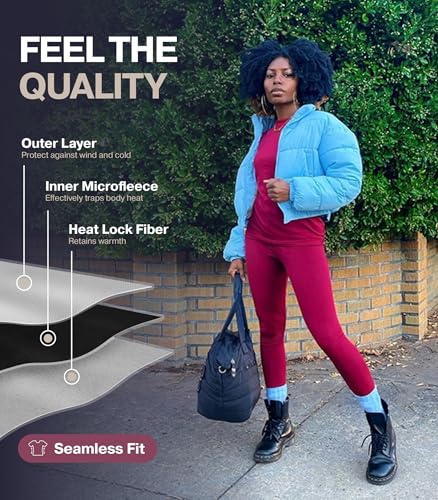 Thermajane Long Johns Thermal Underwear for Women Fleece Lined Base Layer Pajama Set Cold Weather