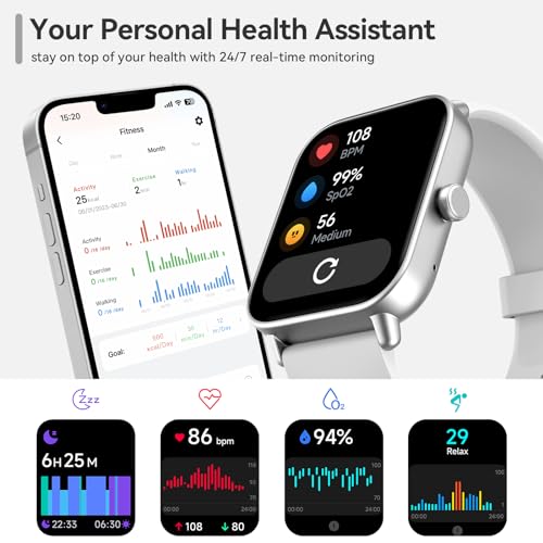 aeac Smart Watch for Men/Women Android & iPhone, Alexa Built-in, 1.8" Touch Screen Fitness Tracker with Answer/Make Calls,...
