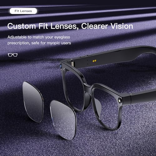 Dormiro Smart Glasses with Camera,4K with Audio Bluetooth Camera Glasses for Men Women 8MP 32G HD Hidden Video Recording S...