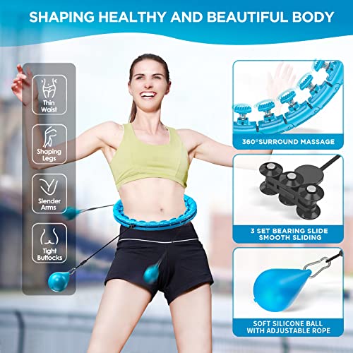 APzek Weighted Exercise Hoop Plus Size, 32 Detachable Knots for Adults & Beginners, 2 in 1 Abdomen Fitness Massage Non Fal...