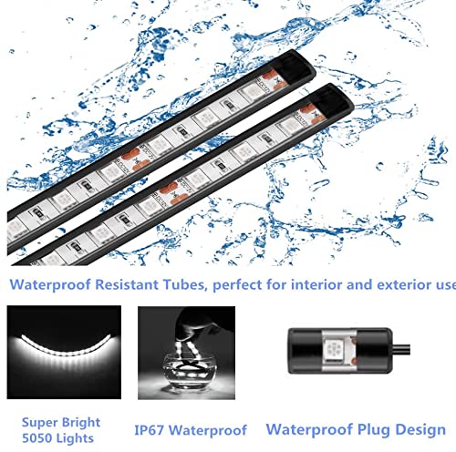 Vbakor Boat Led Strip Lights  4 Pcs 24 Marine Interior Courtesy Deck Navigation Lights  Super Bright Waterproof Marine Led Lights Strip For 12V Pontoon Fishing Boat Yacht Kayak Sailboat (White)