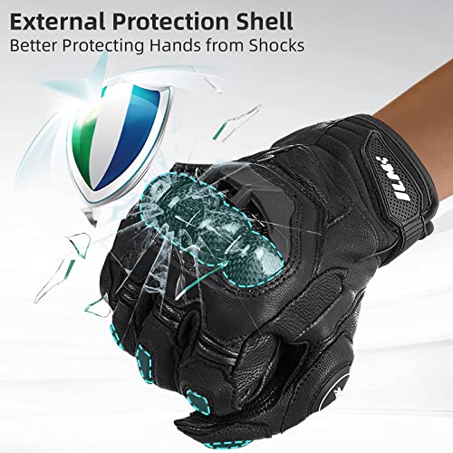 ILM Air Flow Leather Motorcycle Gloves Touchscreen for Men and Women (3XL, Black)