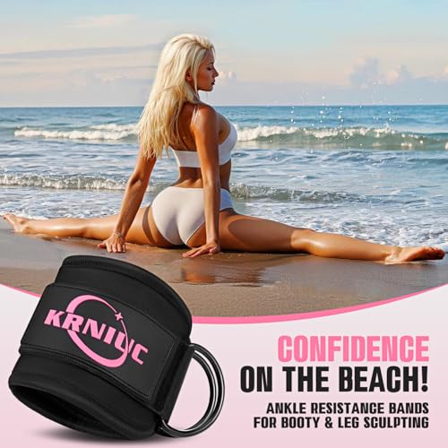 KRNIUC Ankle Resistance Bands with Cuffs, Resistance Bands for Working Out, Home Gym Workout Equipment for Women, Pilates ...