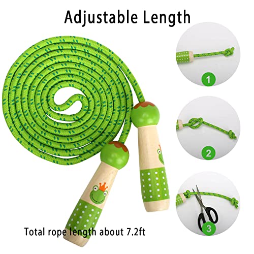 EGOSKY Jump Rope Kids, 7.2ft Children Adjustable Cotton Skipping Rope with Wooden Handle for Boys Girls Fitness Outdoor Ac...