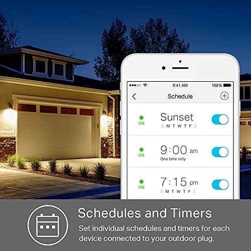 Kasa Outdoor Smart Plug, Smart Home Wi-Fi Outlet Timer, Max Load 15A/1875W, IP64 Weather Resistance, Compatible with Alex...