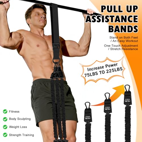 Two Foot Pull Up Assistance Bands,Heavy Duty Pull Up Workout Bands,Adjustable Weight/Size with Comfortable Fabric Feet/Kne...