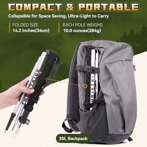 THRISTRIDE Single Collapsible Trekking Pole for Hiking - Aluminum Lightweight Hiking Stick for Women, Men & Seniors, Adjus...